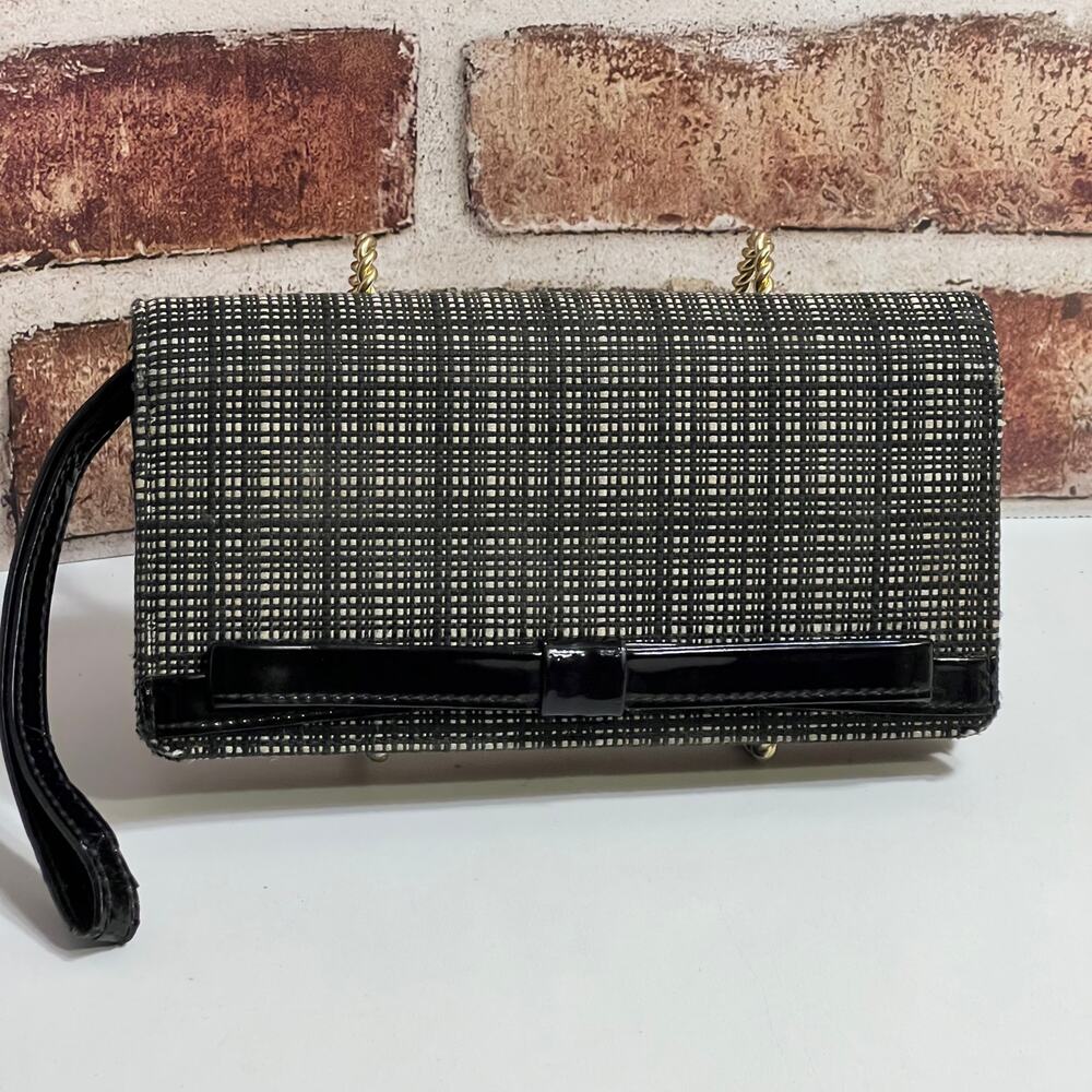HTF Kate Spade Ruthie Park Mara Wallet Wristlet Black An Cream Black Patent Trim